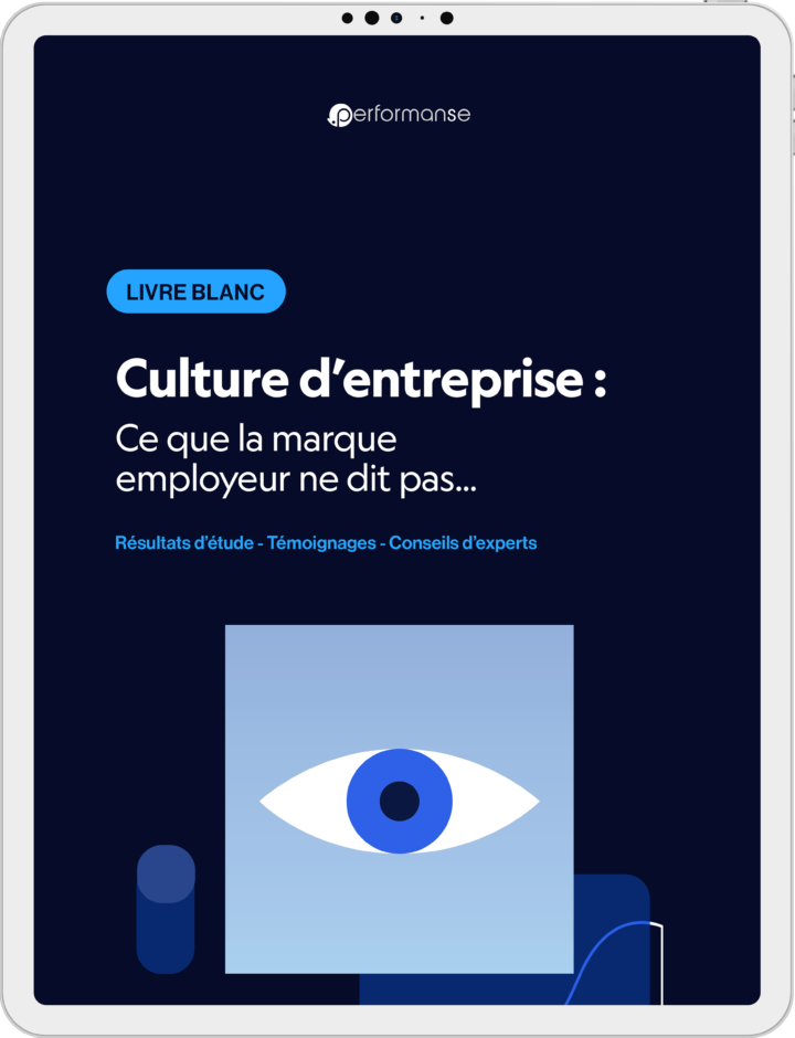 Mockup d'un Ipad montrant la couverture du Livre Blanc sur la culture d'entreprise.